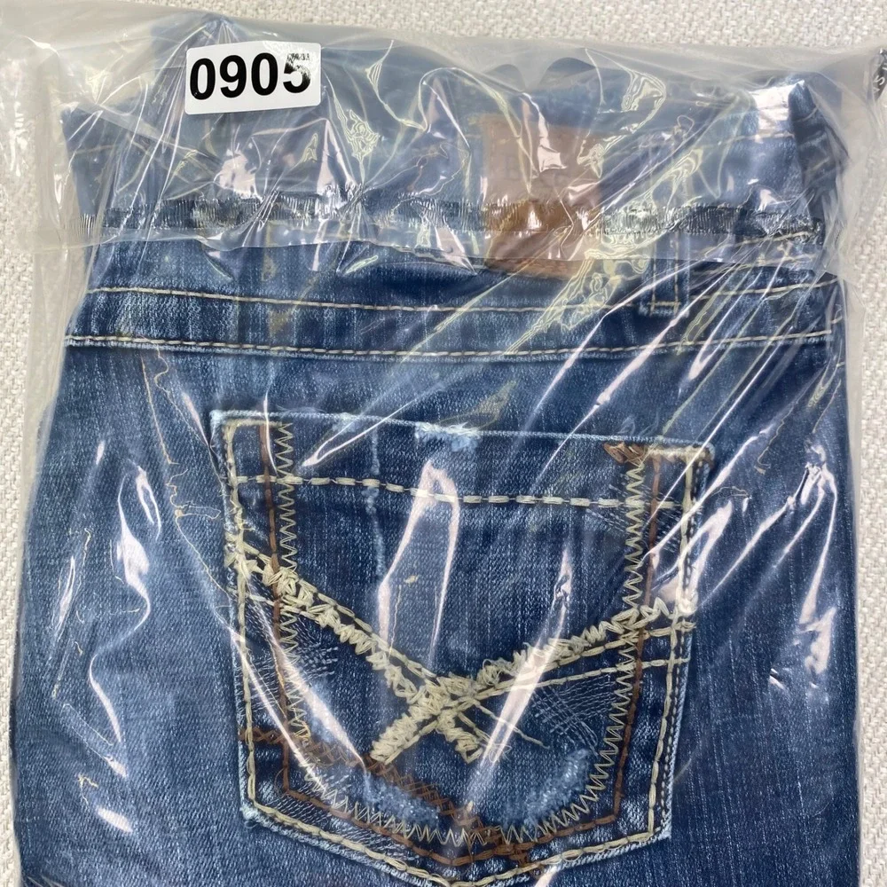 BKE Wendi Bootcut Jeans Womens 34x33.5 Blue Distressed Stretch Denim BKL4002L